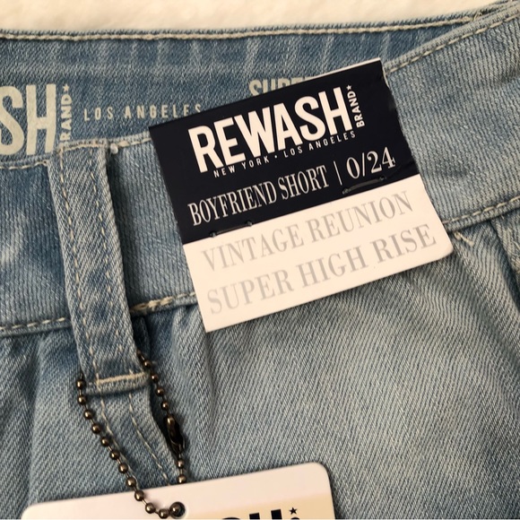 REWASH SIZE 24 SUPER HIGH RISE BOYFRIEND DENIM SHORTS VINTAGE REUNION NWT - Picture 4 of 14
